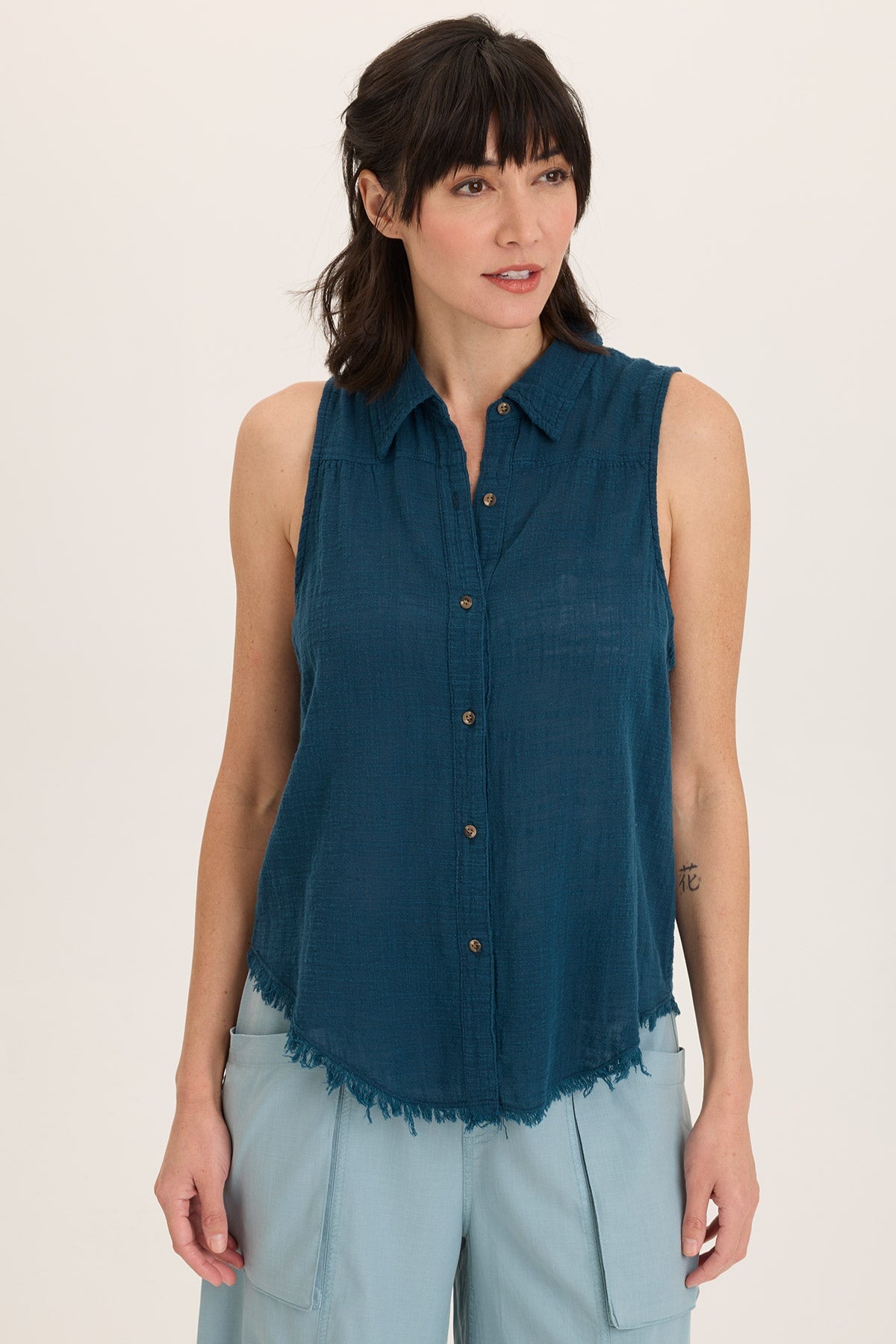 Wearables Otto Gauze Button-Up Tank 