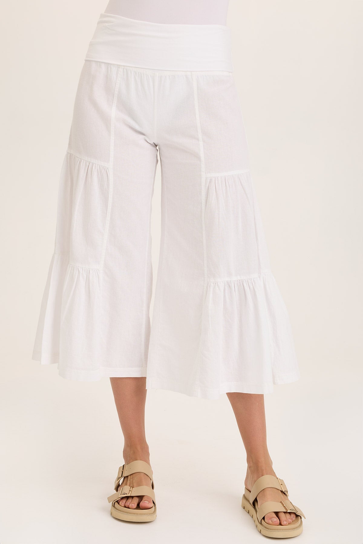 Wearables Linen Side-Tier Wide Leg Palazzo