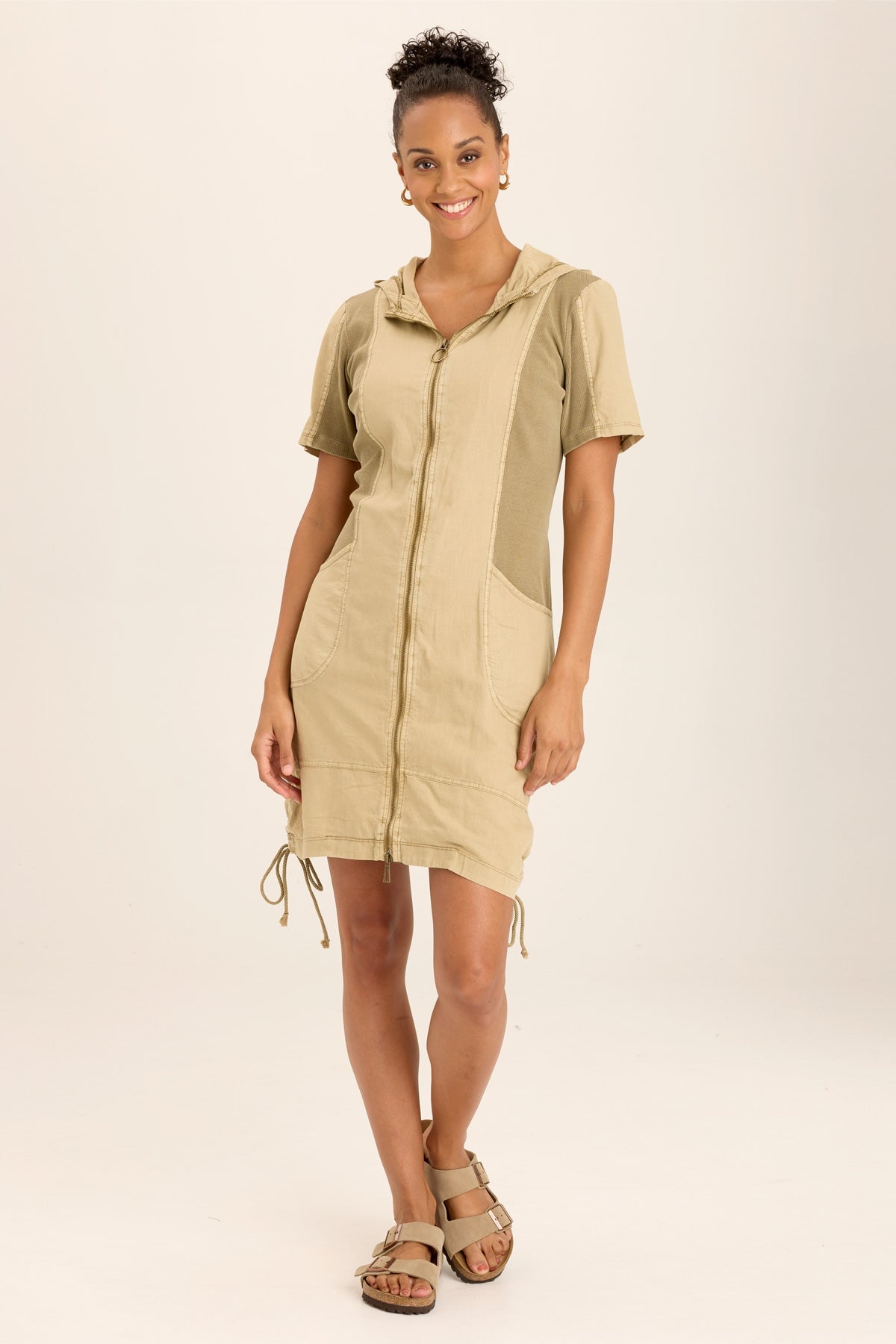 Wearables Lenchen Linen/Stretch Hooded Mini Jacket-Dress 