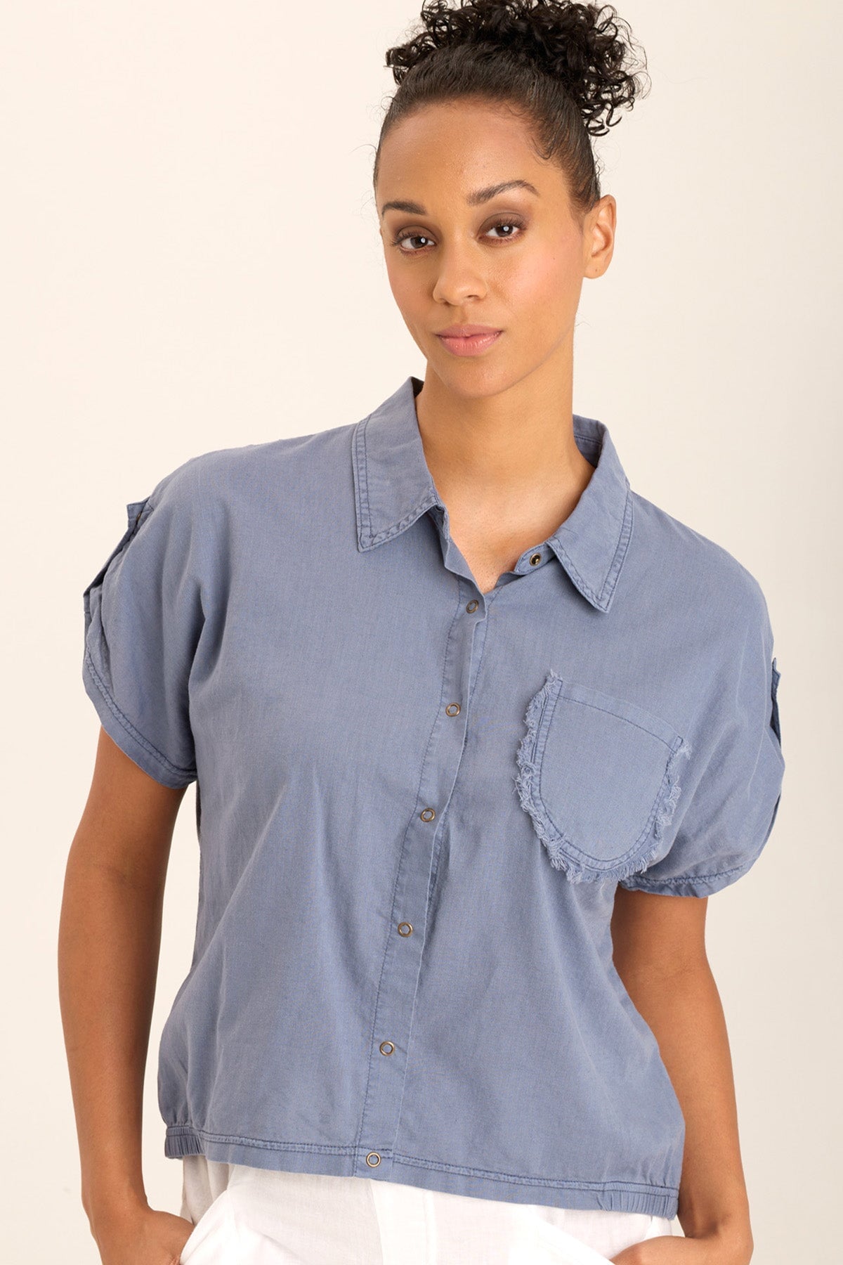 Wearables Abner Linen/Jersey Button-Up Top 