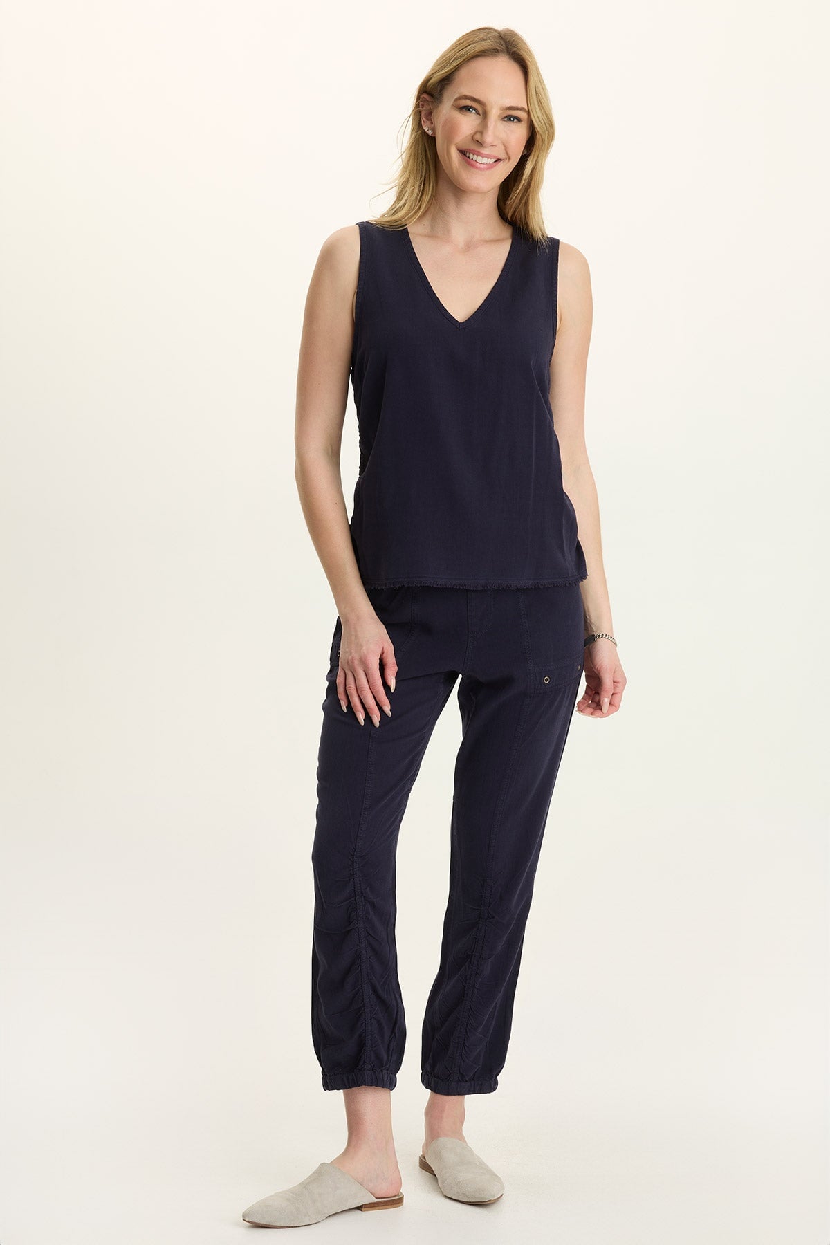 Wearables Ileana Cinched Soft Twill V-Neck Tank 