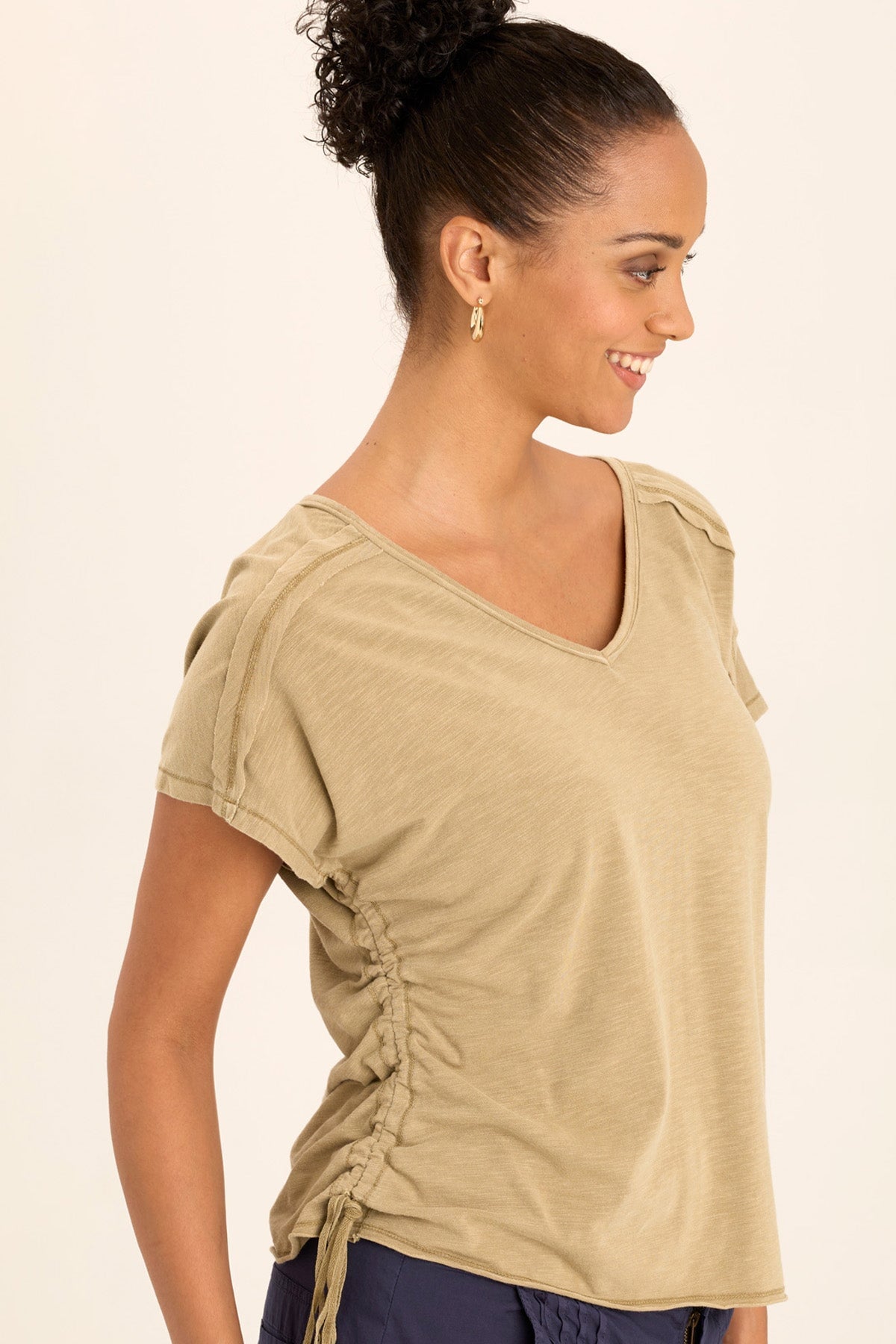 Wearables Diggory Cinched Cord V-Neck Jersey Tee