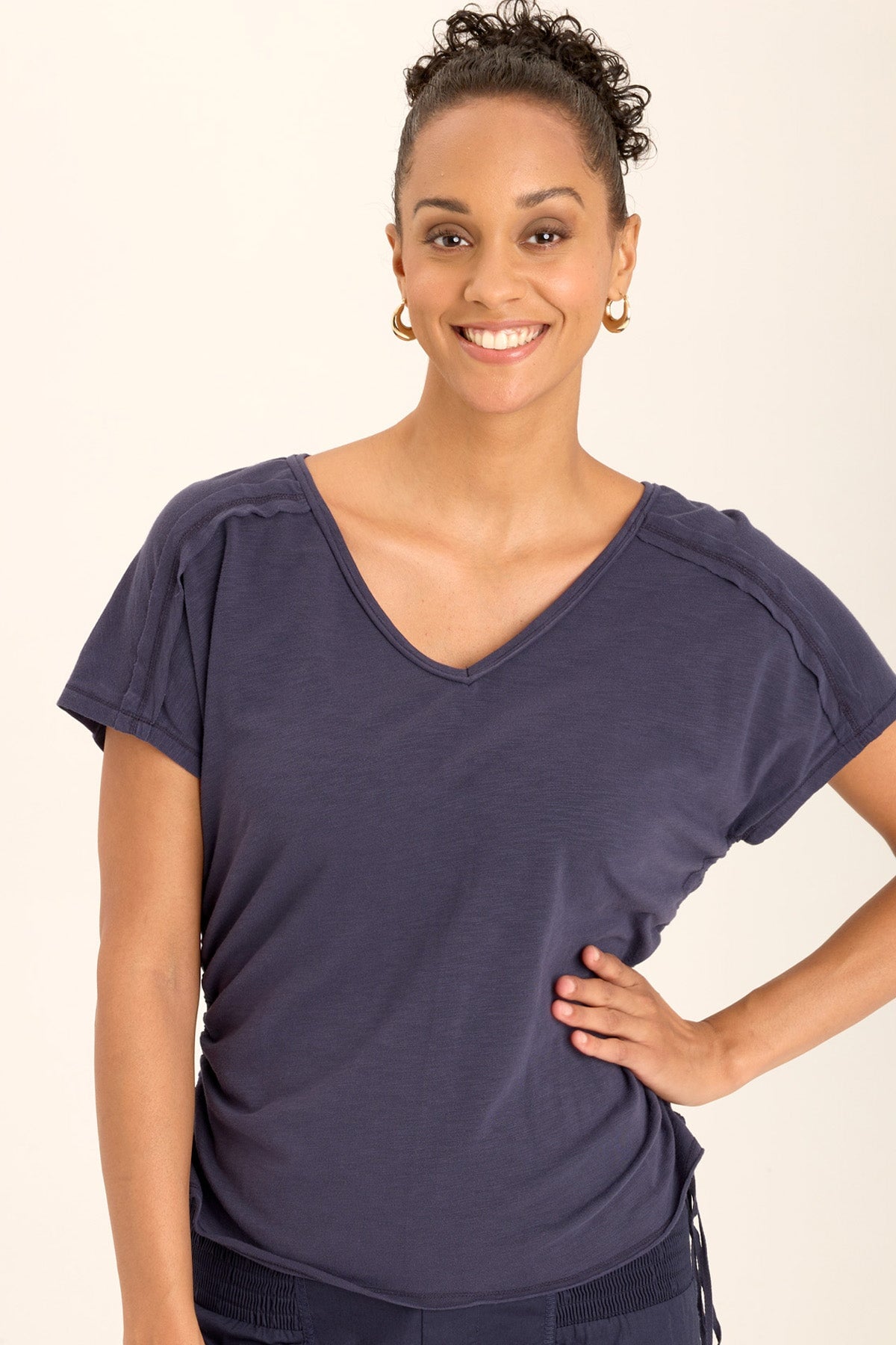 Wearables Diggory Cinched Cord V-Neck Jersey Tee