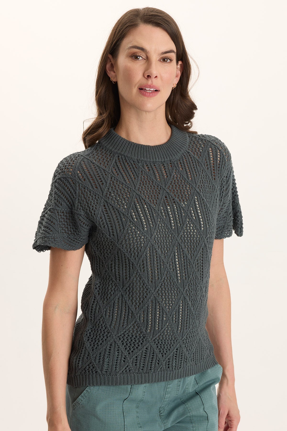 XCVI Copeland Cotton Knit Short-Sleeve Mock Neck Top
