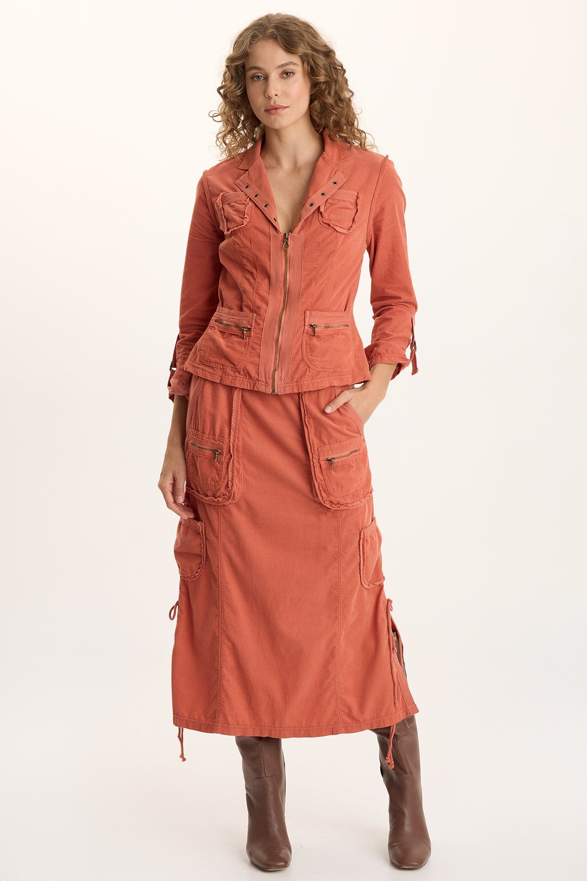 XCVI Sisu Corduroy Adjustable Cargo Midi Skirt 