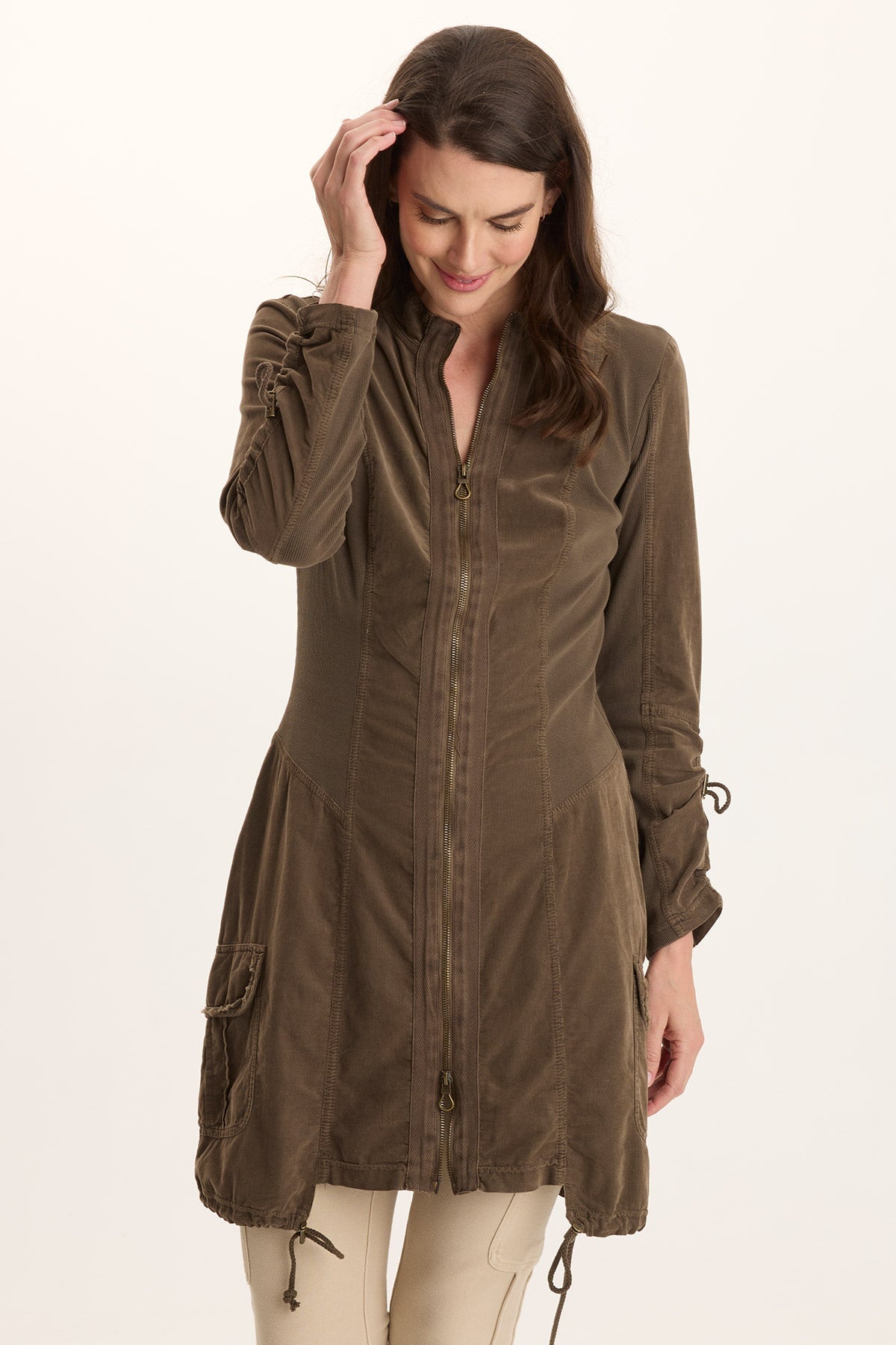 XCVI Anu Corduroy/Jersey Cinched Jacket-Dress 