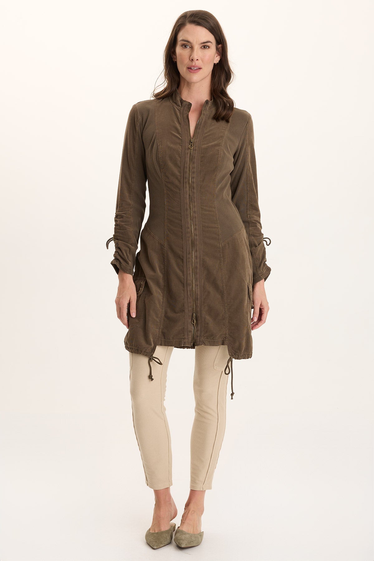 XCVI Anu Corduroy/Jersey Cinched Jacket-Dress