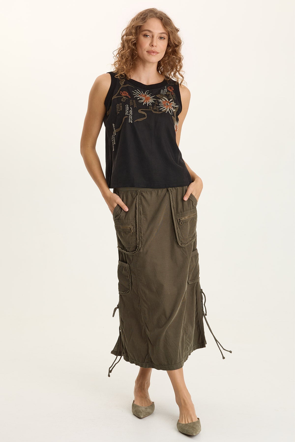 XCVI Katrine Soft Twill Embroidered Artisan Tank