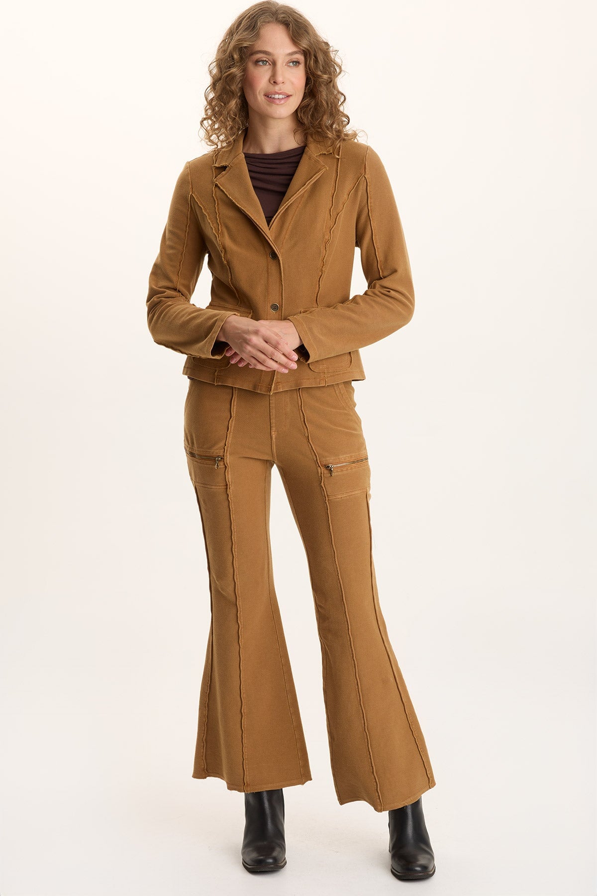 XCVI Ninian Twill Knit Zipper Pocket Flared Pant 