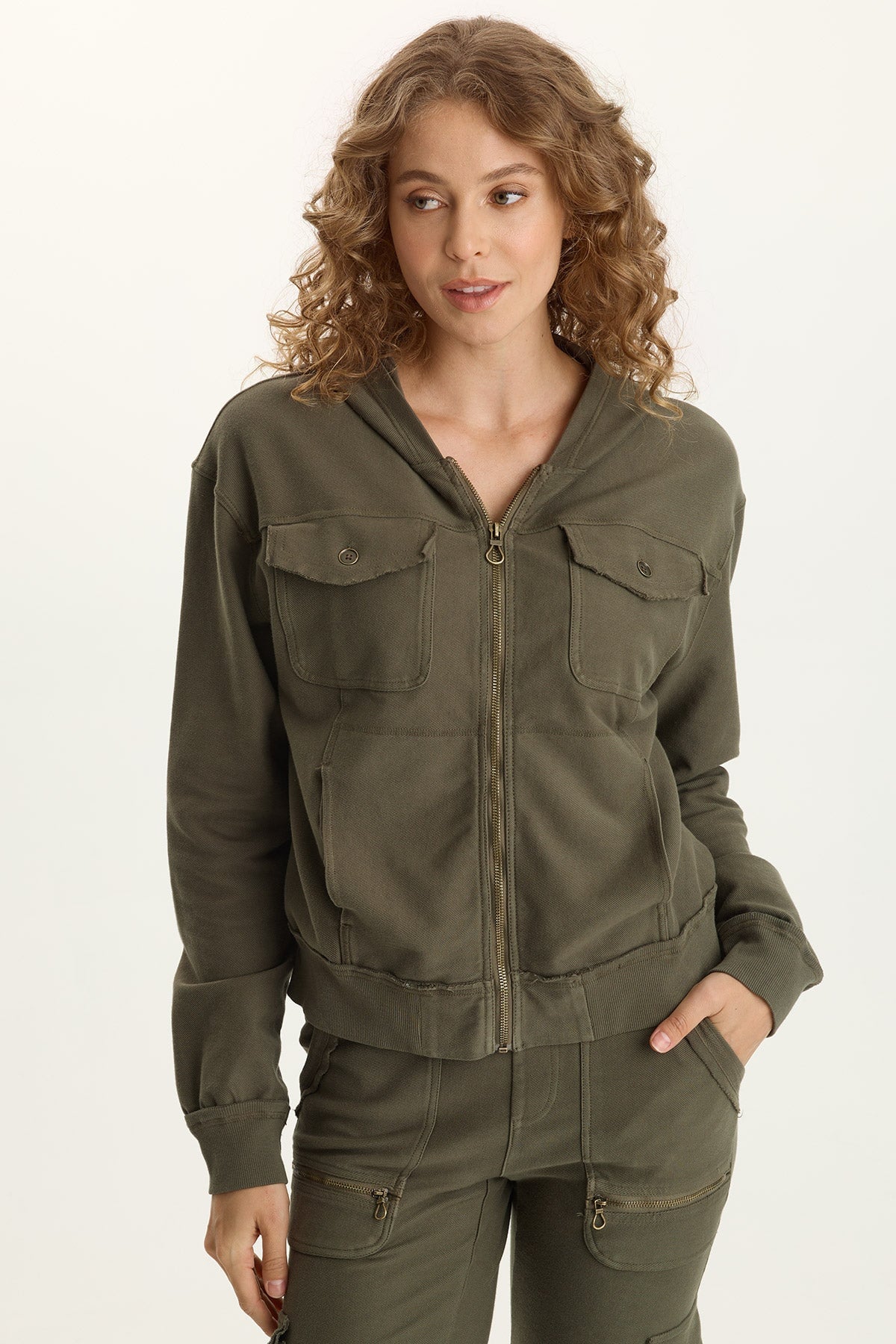 XCVI Balfore Twill Knit Hooded Bomber 