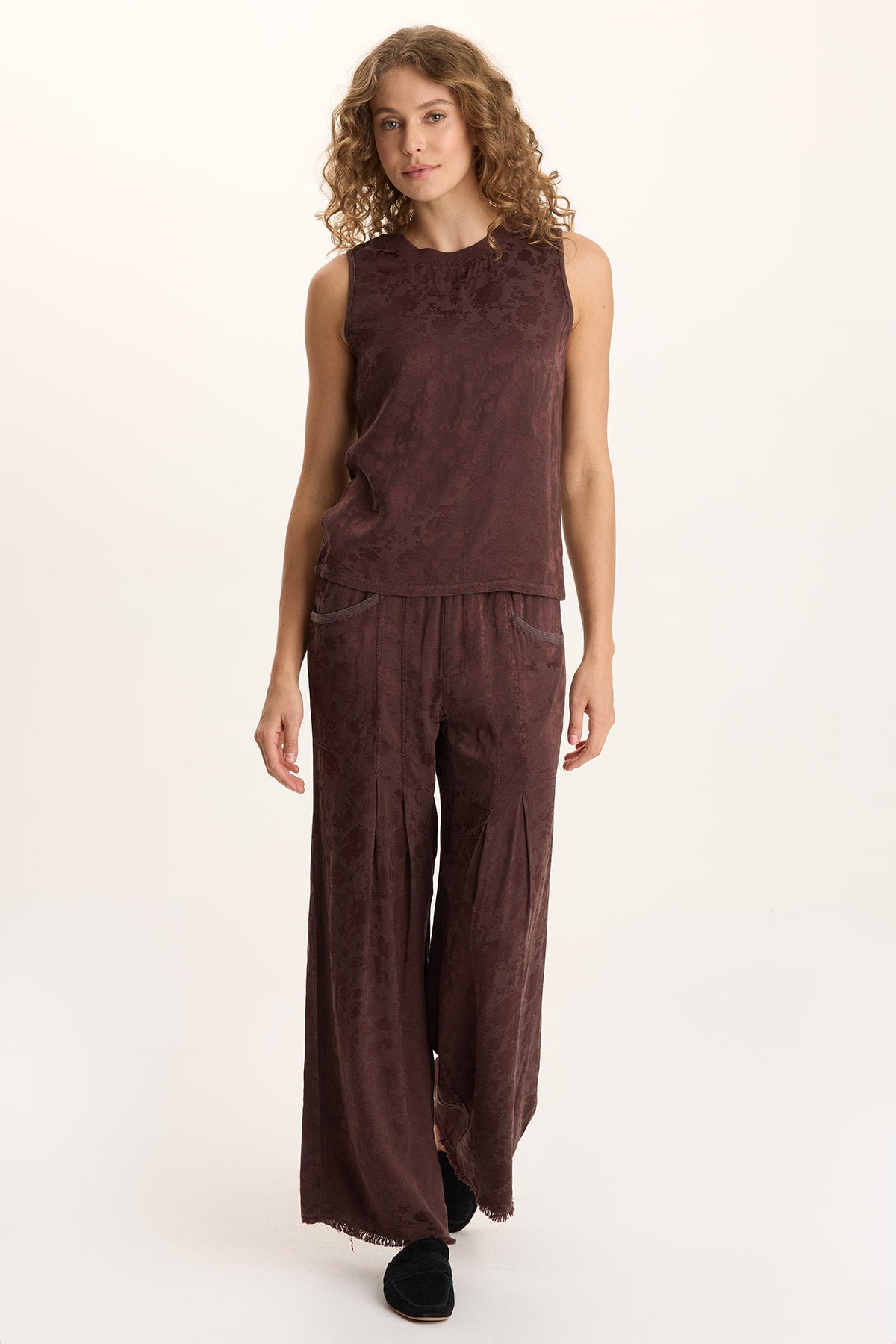 XCVI Twaina Textured Satin Soft Volume Wide Leg Pant 