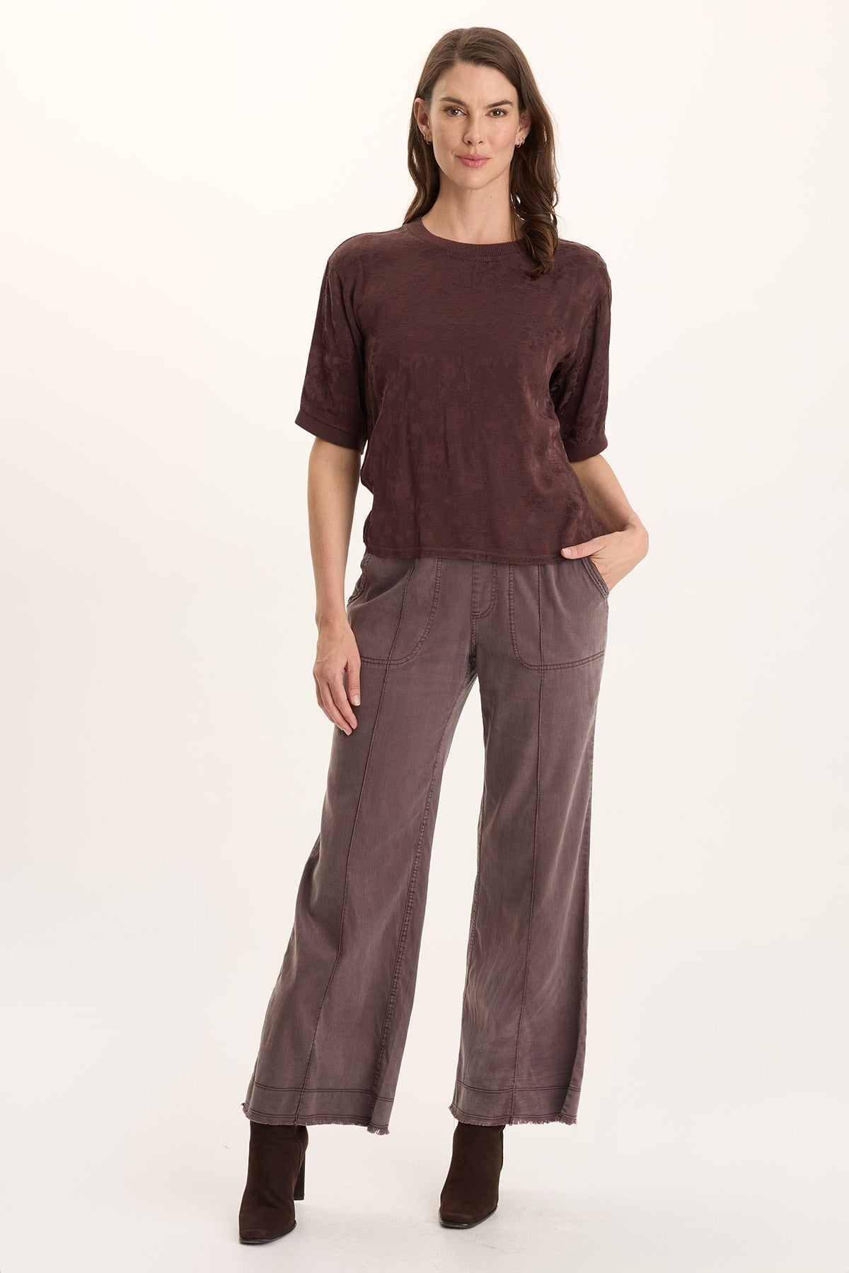 XCVI Chelan Textured Satin Casual Fit Top