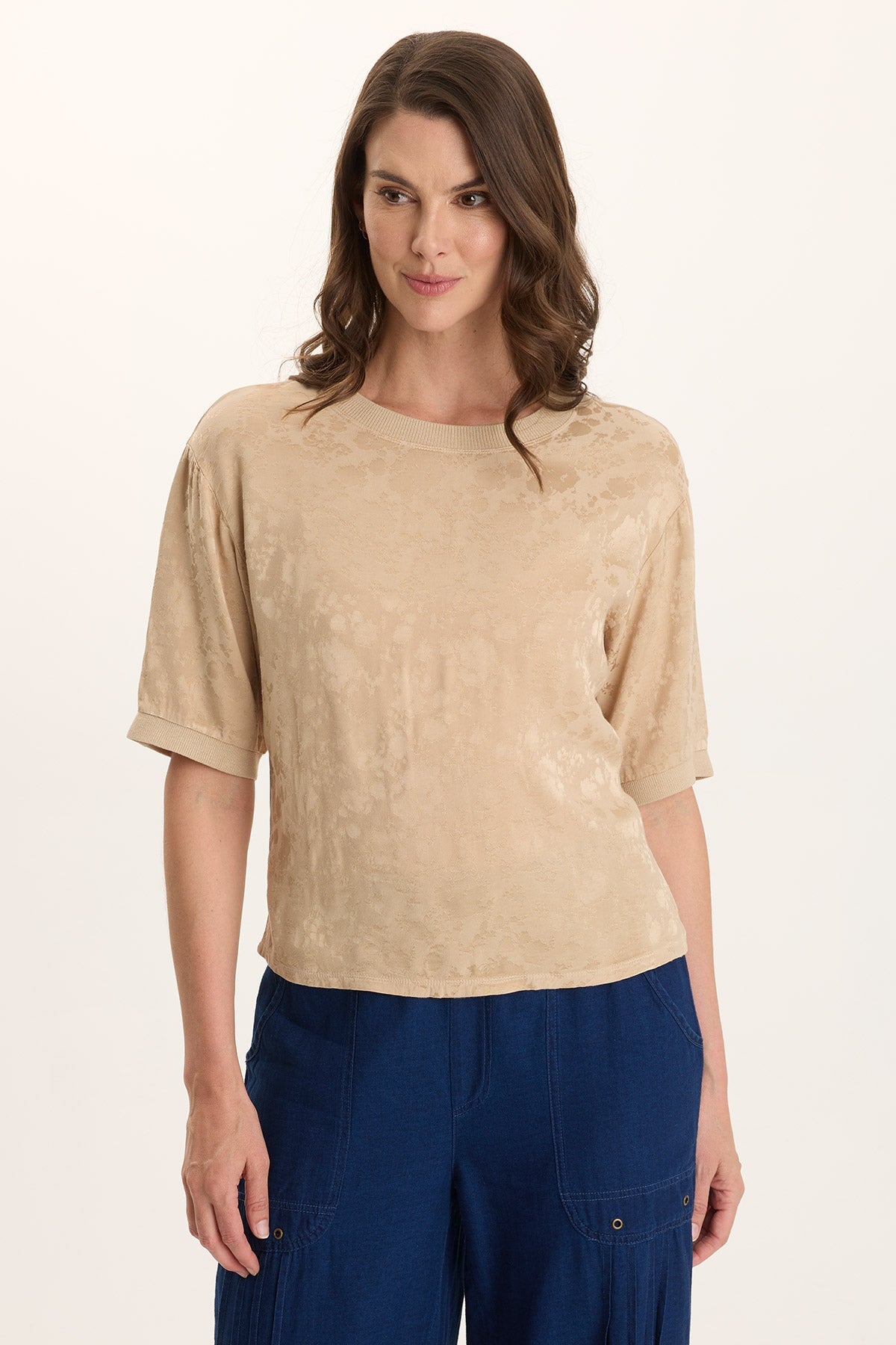XCVI Chelan Textured Satin Casual Fit Top 