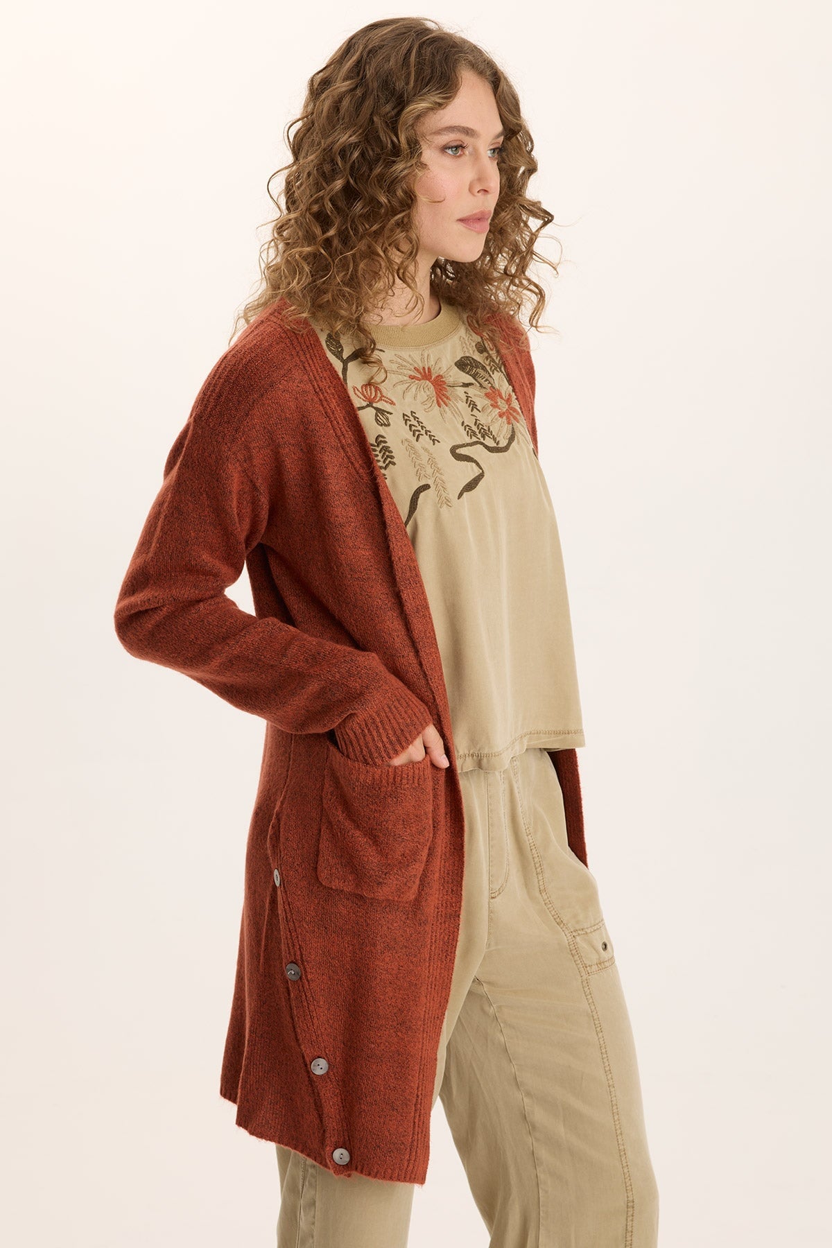 XCVI Bayek Longline Open-Front Knit Cardigan 