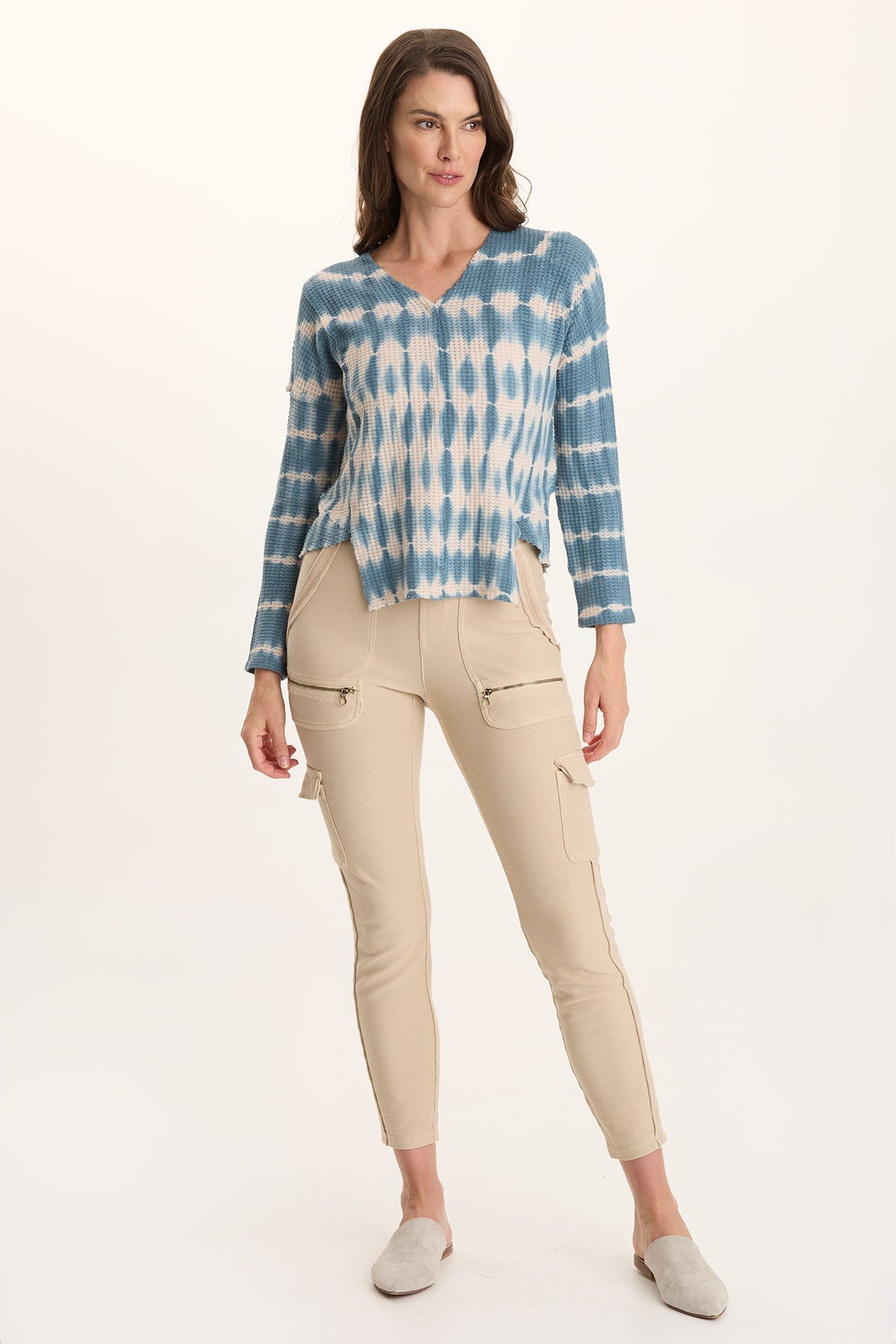 XCVI Arnie Thermal Asymmetrical Hem V-Neck Top 