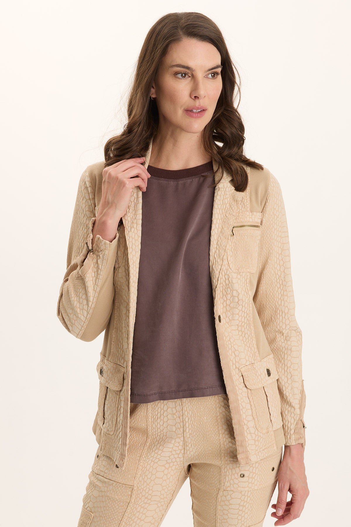 XCVI Kirklyn Textured Jacquard Novelty Stretch Blazer 