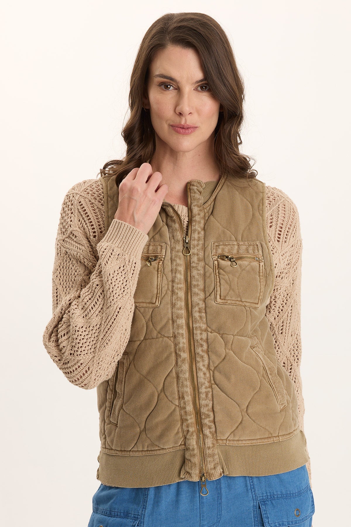XCVI Aeric Quilted Zipper Pocket Vest 