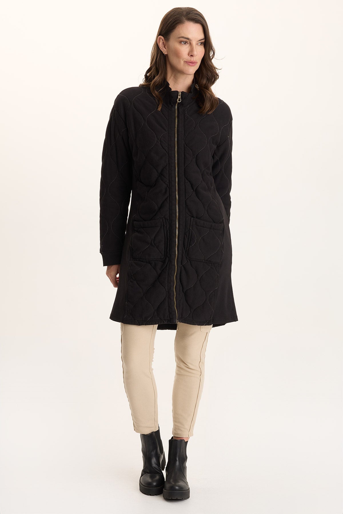 XCVI Torston Quilted Longline Double Zipper Coat 