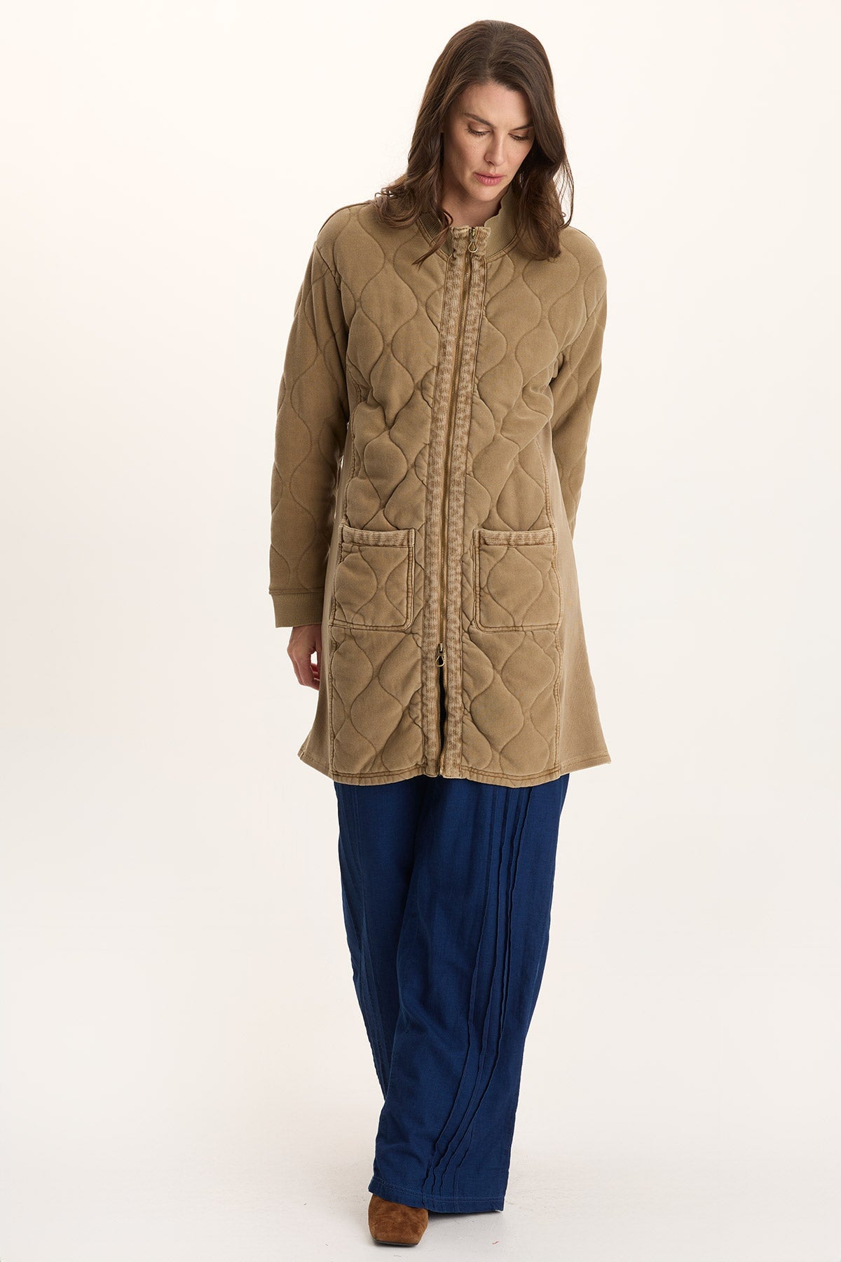 XCVI Torston Quilted Longline Double Zipper Coat