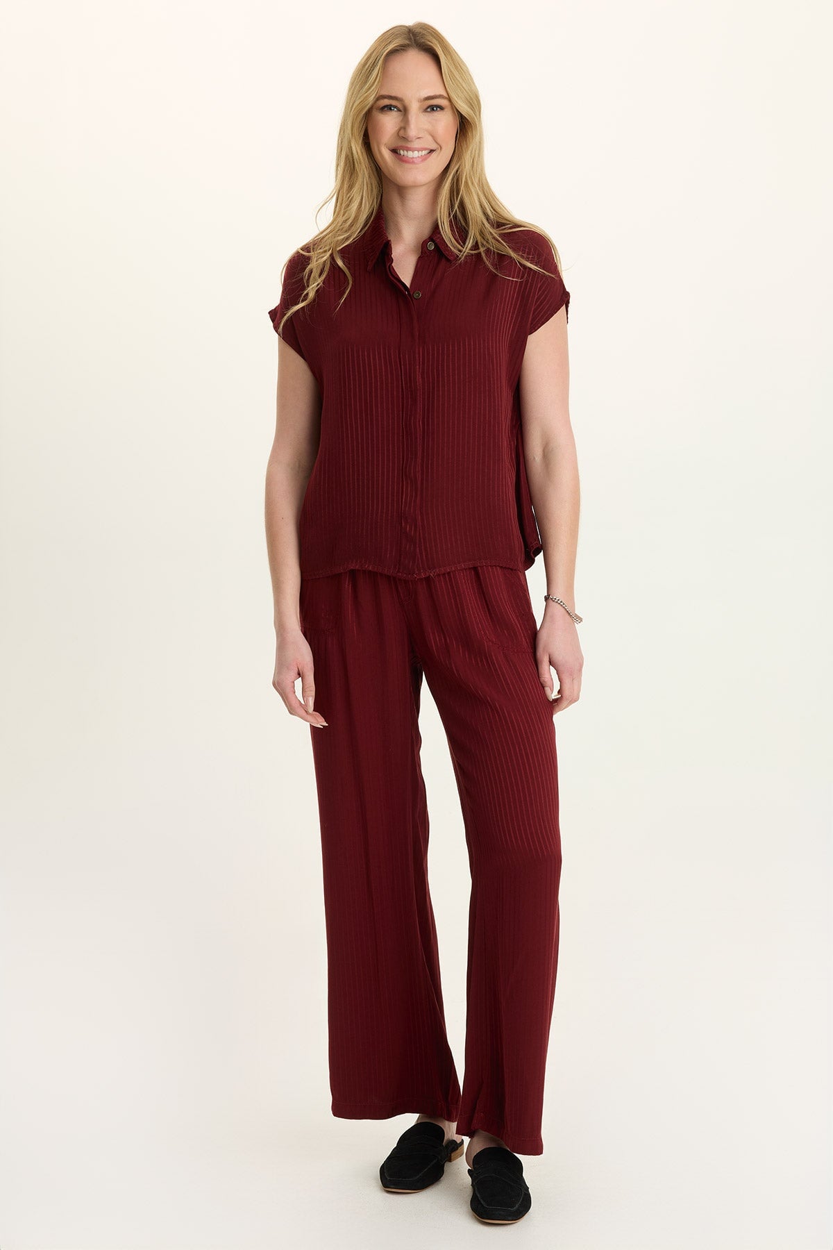 Wearables Harmon Satin Stripe Wide-Leg Pant