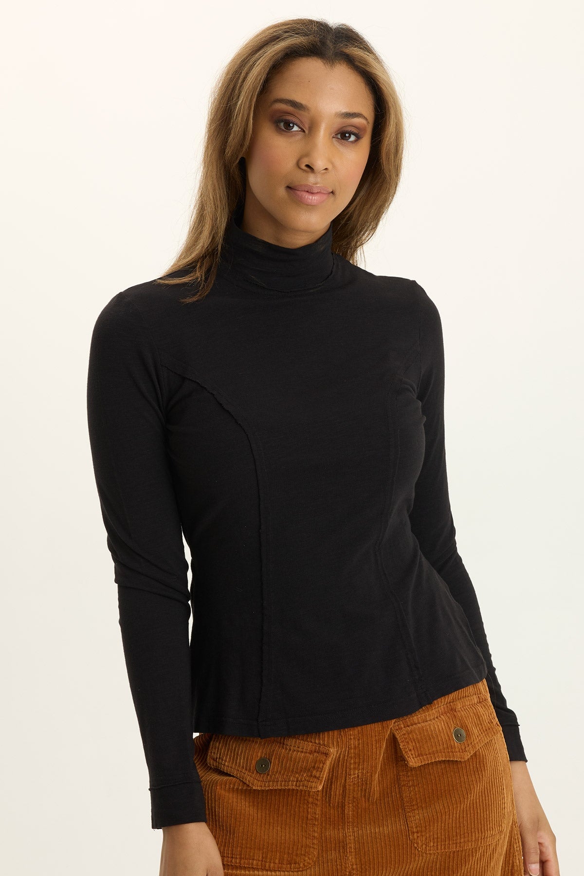 Wearables Kari Jersey Mock-Neck Peplum Top