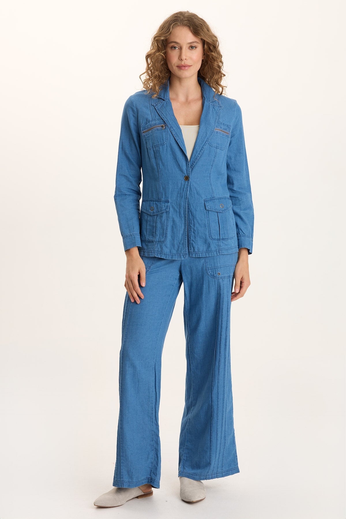 XCVI Arvid Mock Denim Pull-On Wide Leg Pant