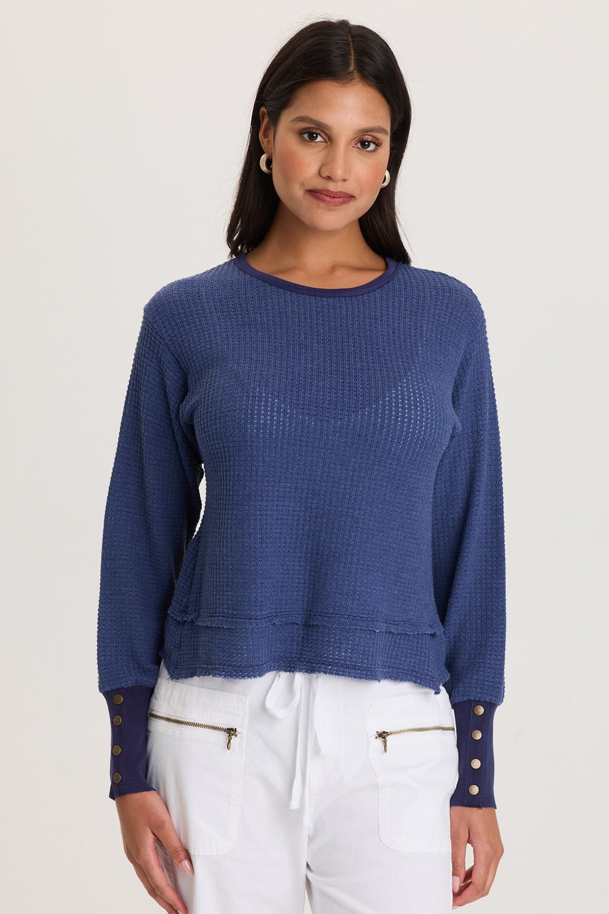 XCVI Kelsoe Buttoned Cuffs Thermal Long Sleeve Top