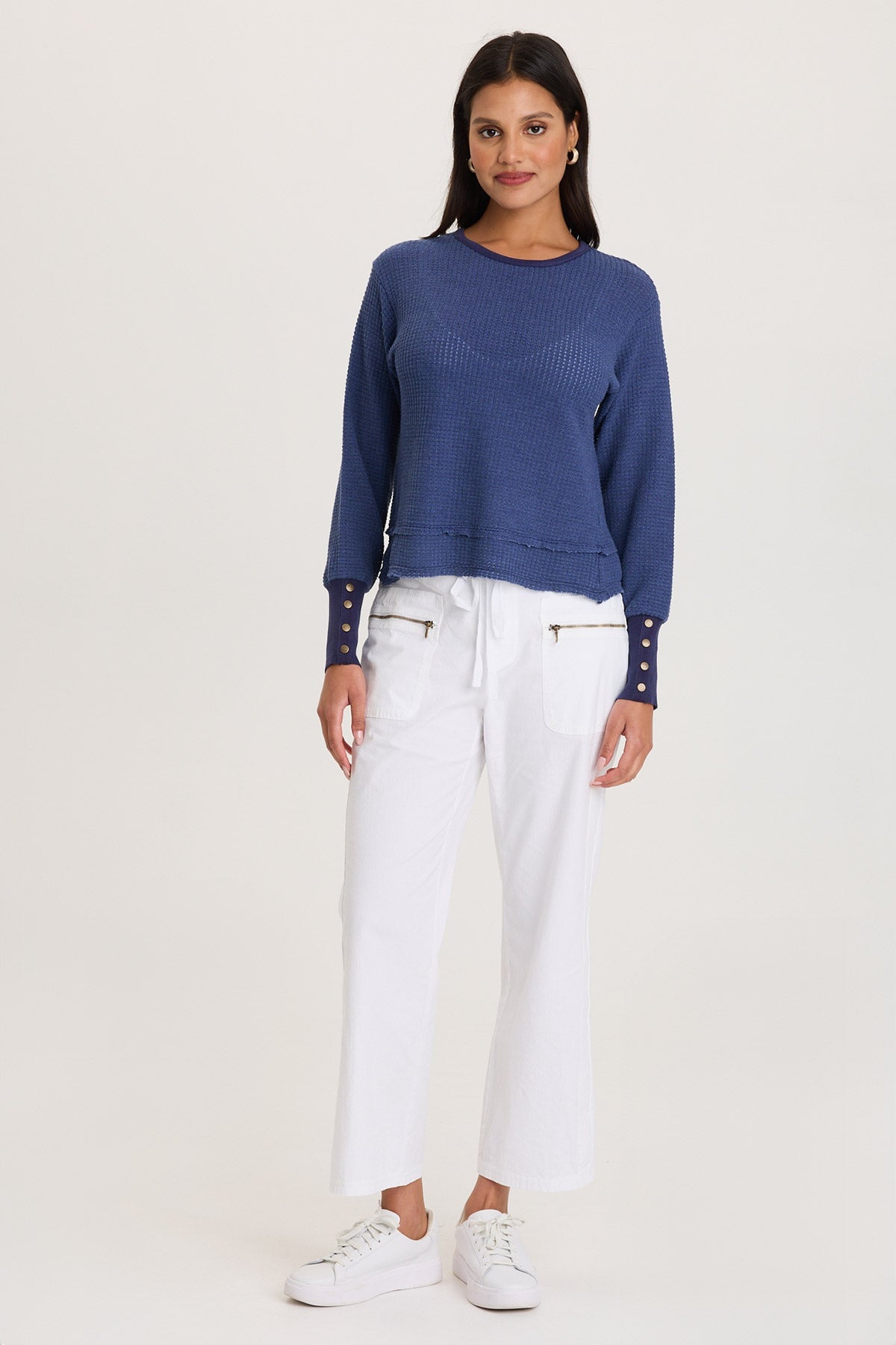 XCVI Kelsoe Buttoned Cuffs Thermal Long Sleeve Top 