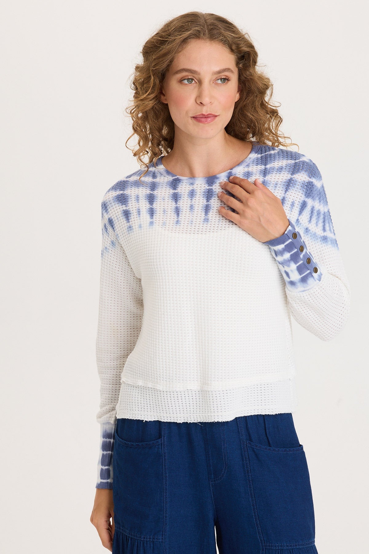 XCVI Kelsoe Buttoned Cuffs Thermal Long Sleeve Top