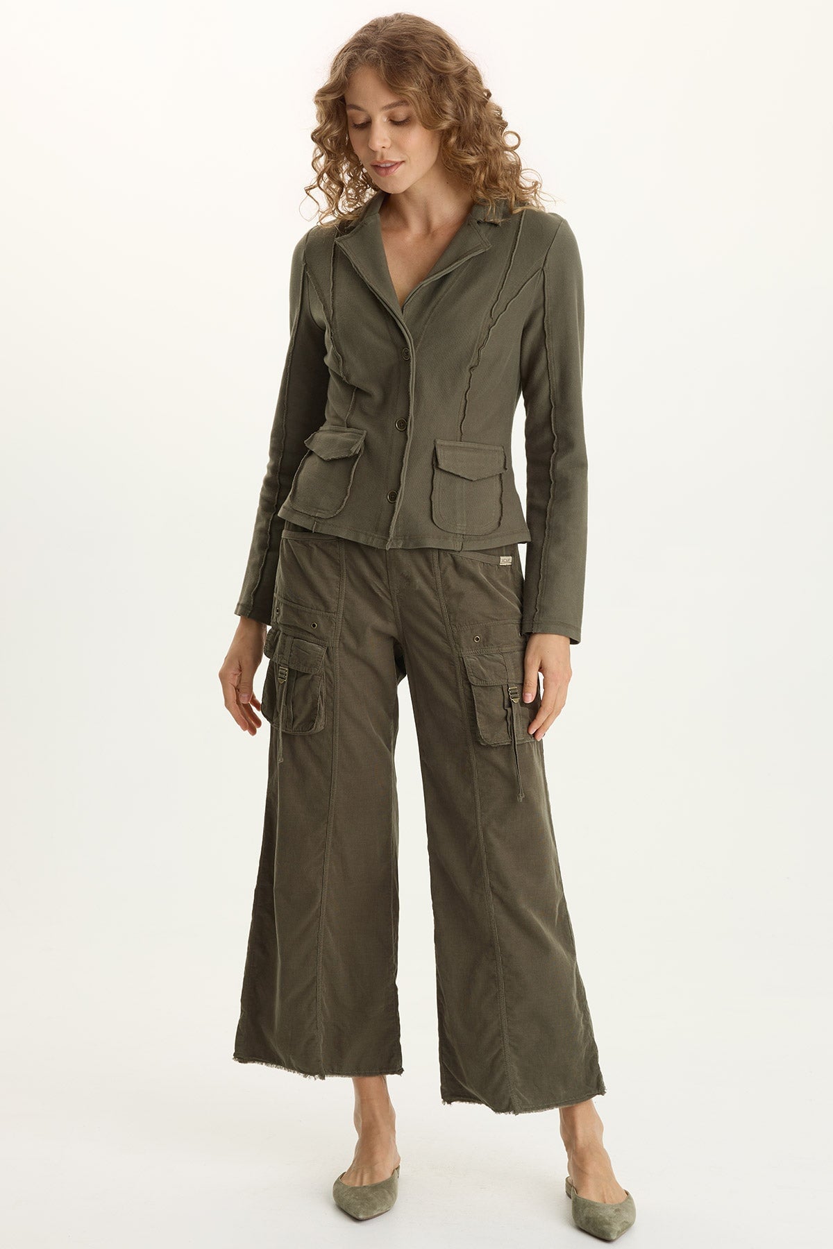 XCVI Heta Corduroy Wide-Leg Drawstring Cargo Pant 