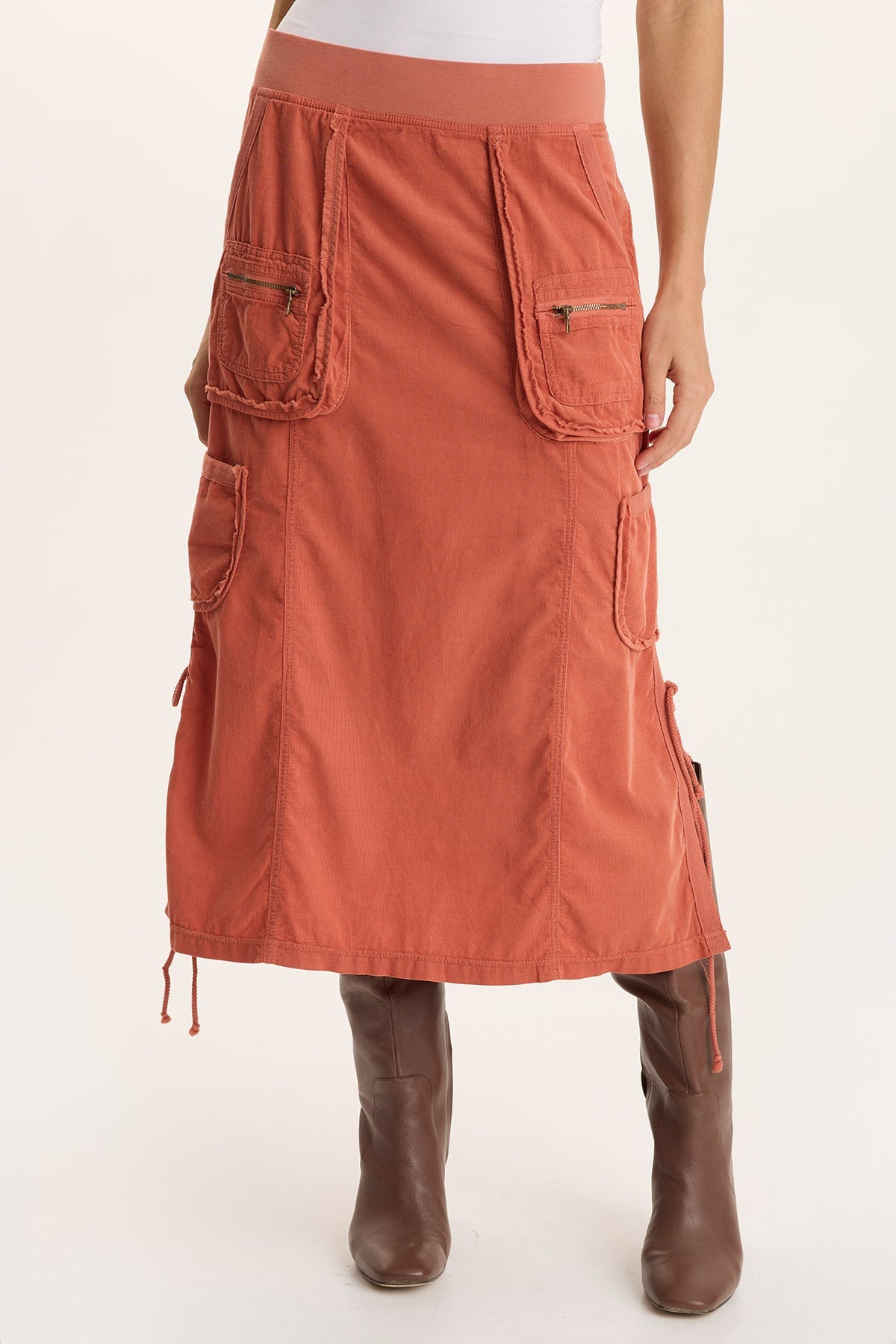 XCVI Sisu Corduroy Adjustable Cargo Midi Skirt 