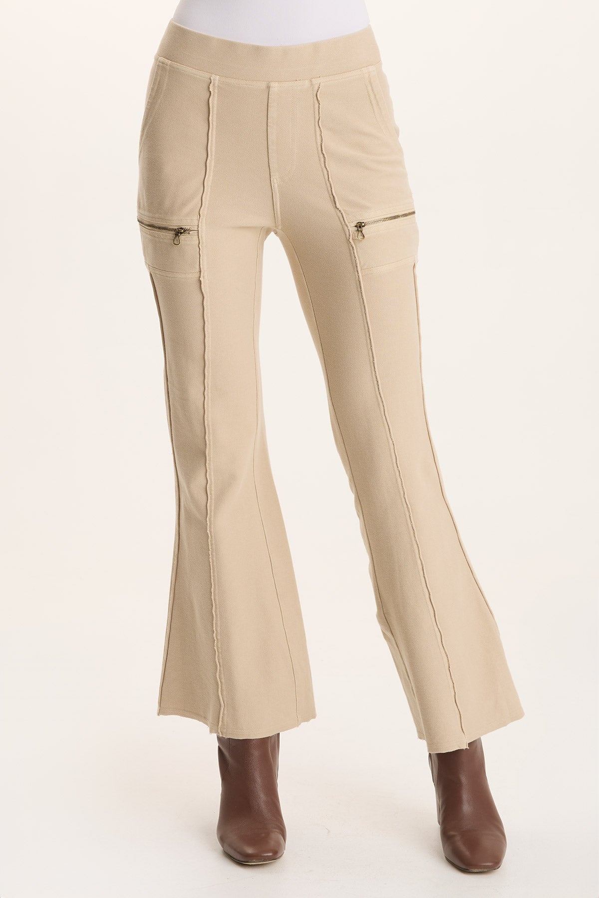 XCVI Ninian Twill Knit Zipper Pocket Flared Pant