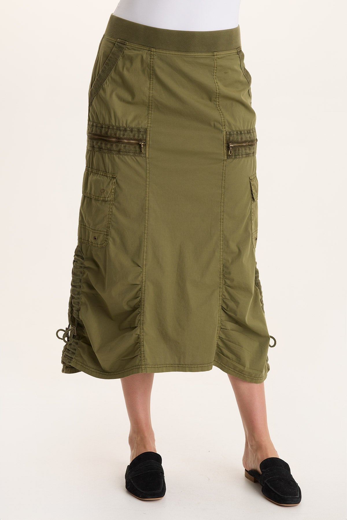 XCVI Shea Ruched Detail Cargo Midi Skirt