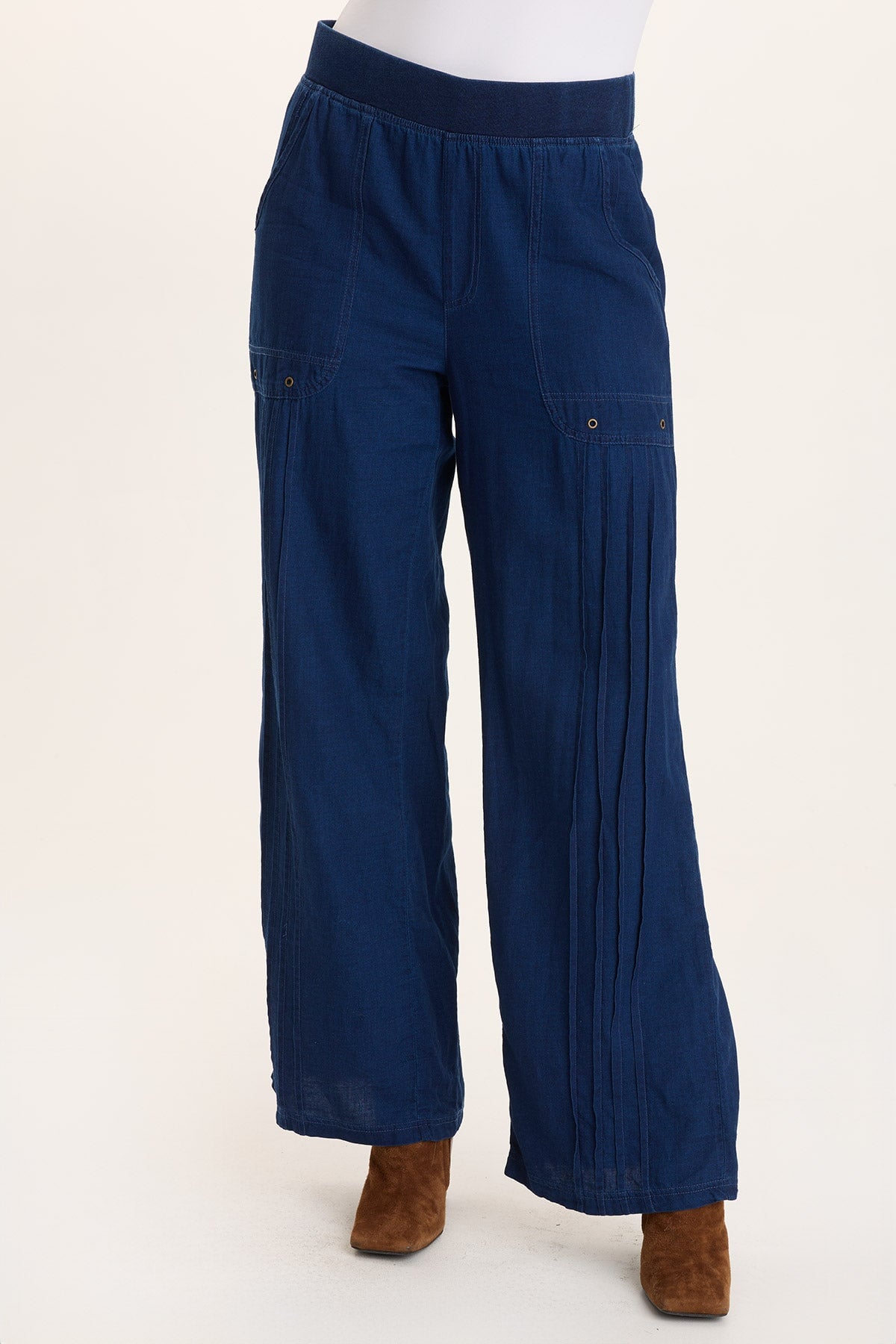 XCVI Arvid Mock Denim Pull-On Wide Leg Pant 