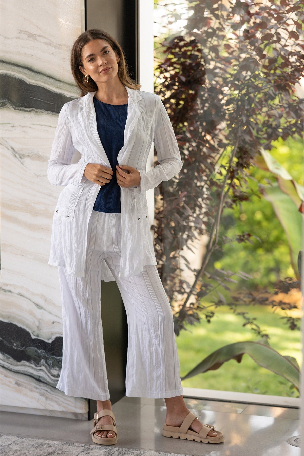 XCVI Adgar Textured Stripe/Jersey Tee